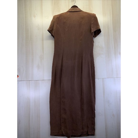 Vintage 1980-90s Brown Faux Suede Button Front Womens Dress Size 8 Made in USA- - Picture 7 of 10